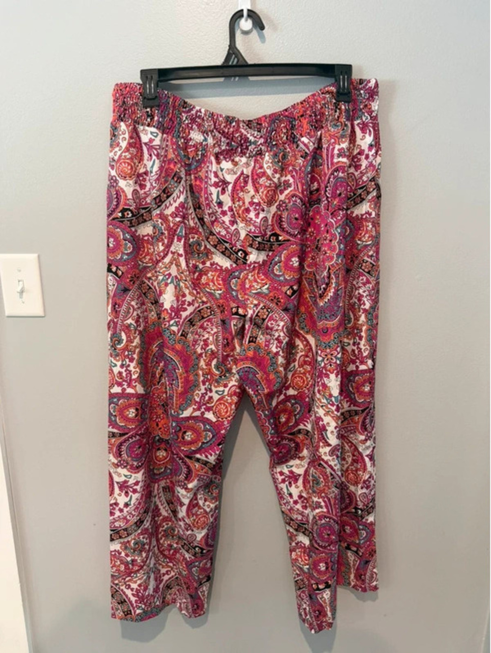 Shein Curve 4XL Pink Paisley Print Wide Leg Pants